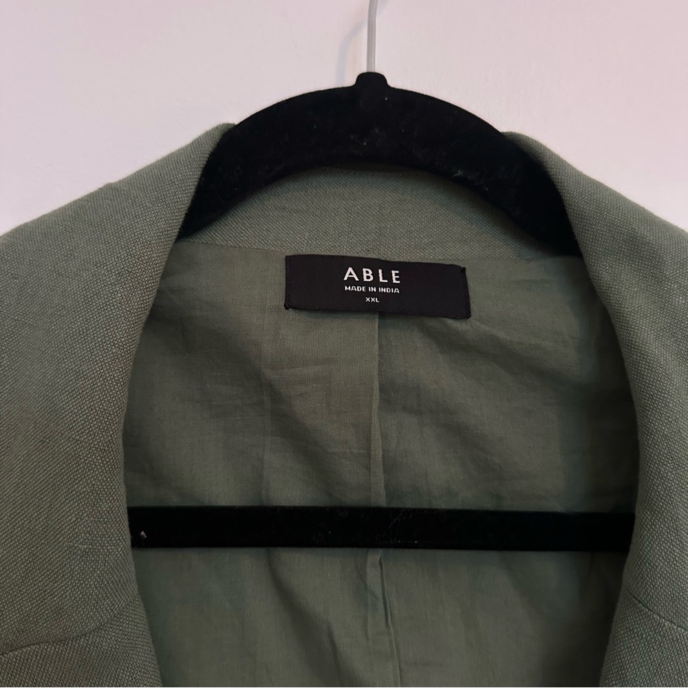 Able Heather Linen Sage Green Single-Button Tailored Blazer - Picture 8 of 15